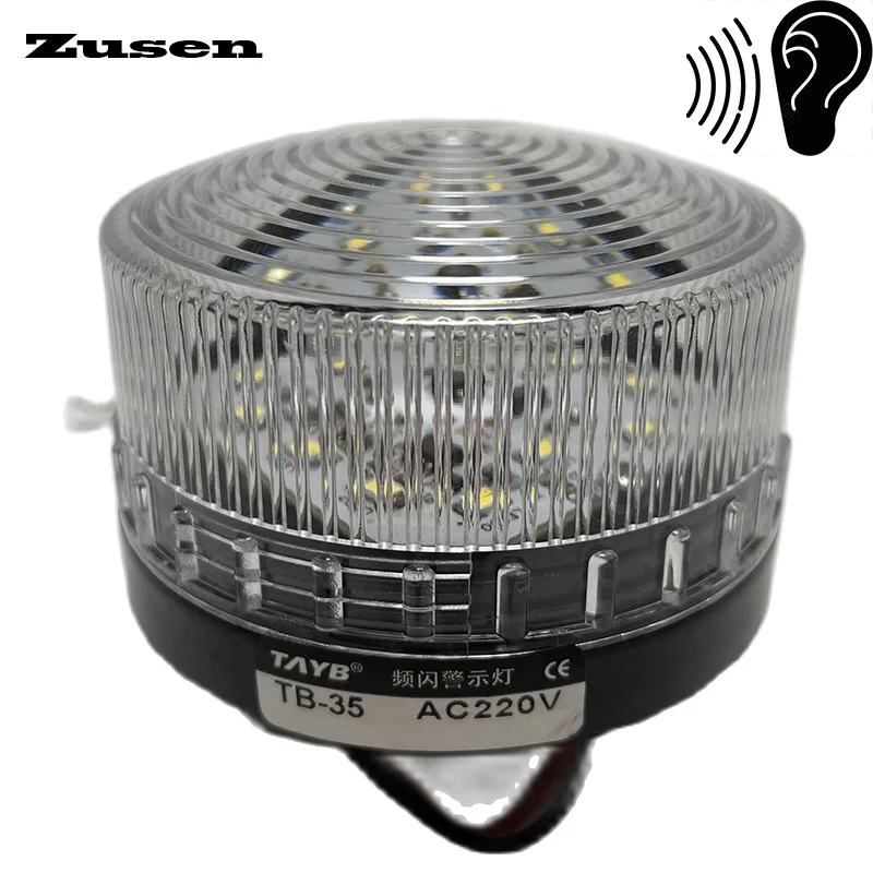 

Zusen TB35-W-J with Sound 12v 24v 110v 220v White Security Alarm Strobe Signal Warning Light Small Flashing LED Lamp