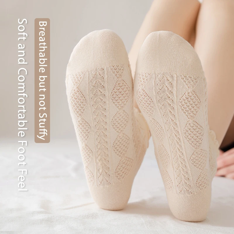 Women's Summer Gradient Cotton Socks - Cute & Comfortable with Wood Ear Edge