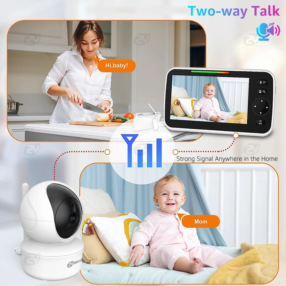 4.3 Baby Monitor with Camera Pan-Tilt 2X Zoom Babyphone 2000mAh 12-Hour  Battery Life 2-way Talk Night Vision VOX Temperature - AliExpress