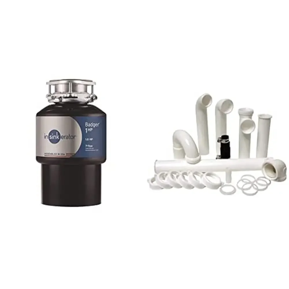 1 HP Power Series Continuous Feed Garbage Disposal & Installation Kit Stainless Steel Rust-Resistant Components Lift and Latch