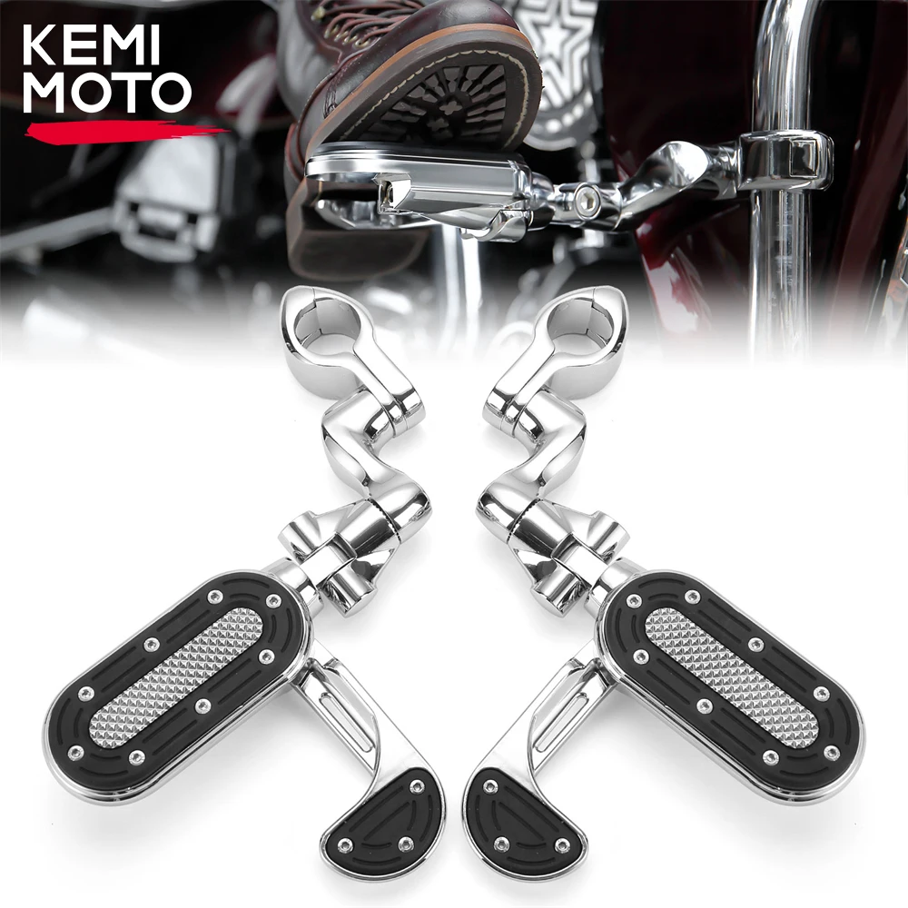 

Motorcycle Highway Pegs for 1.25" Engine Guard Adjustable Foot Peg with Flip-out Heel Rest for Road Glide Street Glide Road King