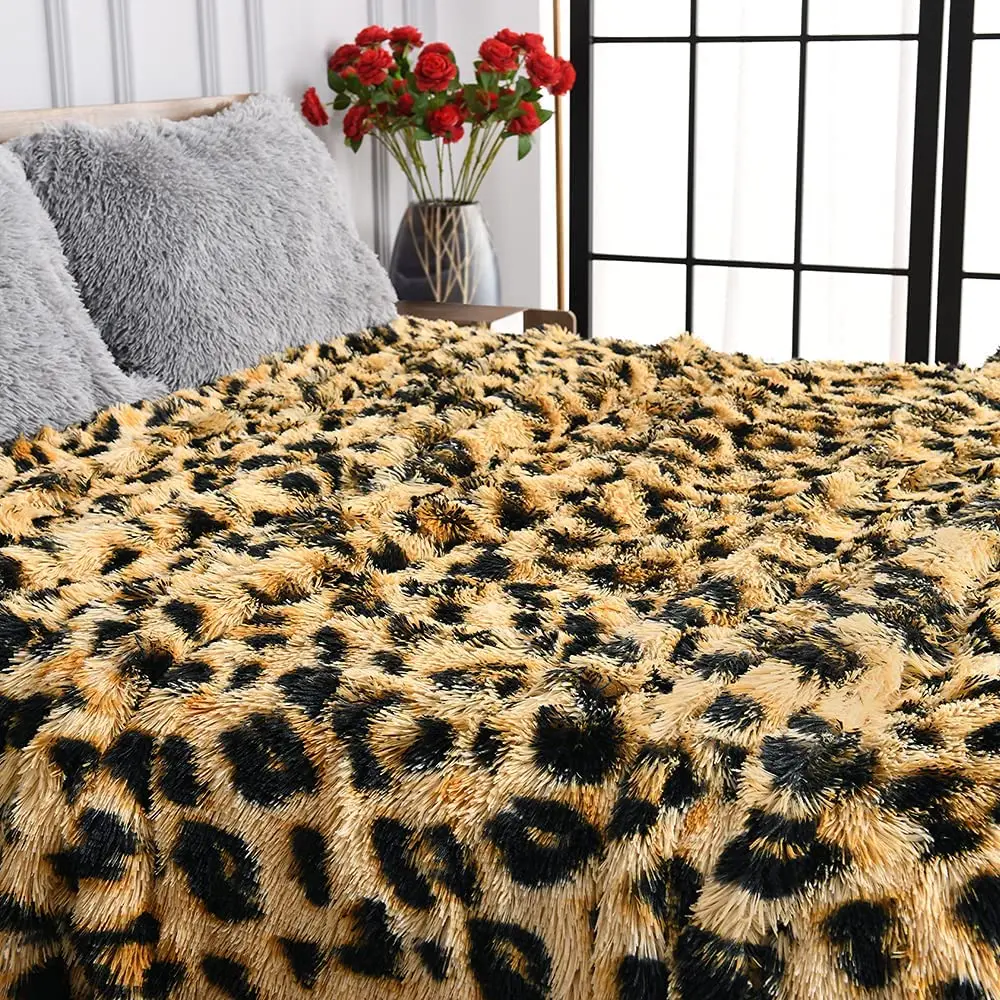 Luxury leopard Stitch Throw Blanket room decor plaid bedspread baby blankets hairy winter bed covers Sofa cover big thick furry