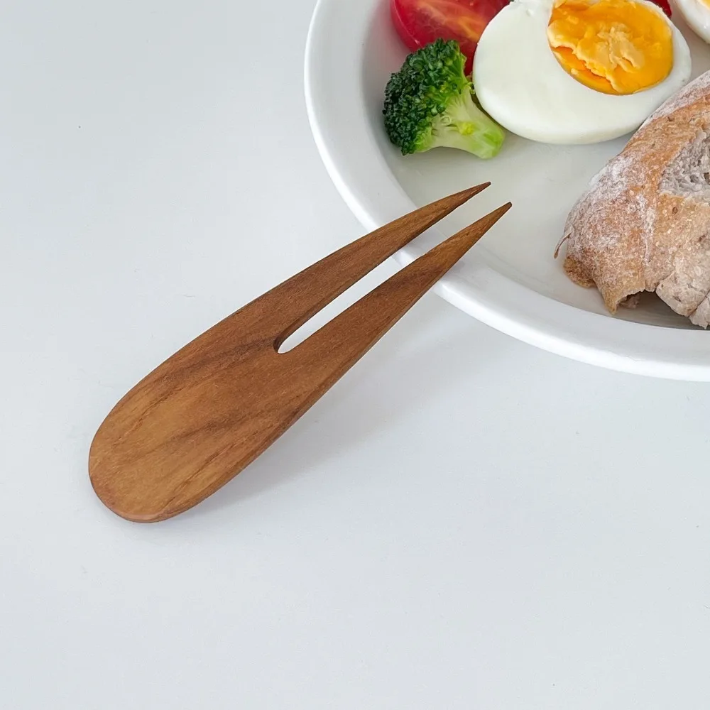 

Small Dessert Fork Japanese Teak Fruit Fork Reusable Wooden Dessert Fork Solid Wood Cake Dessert Fork Household Tableware
