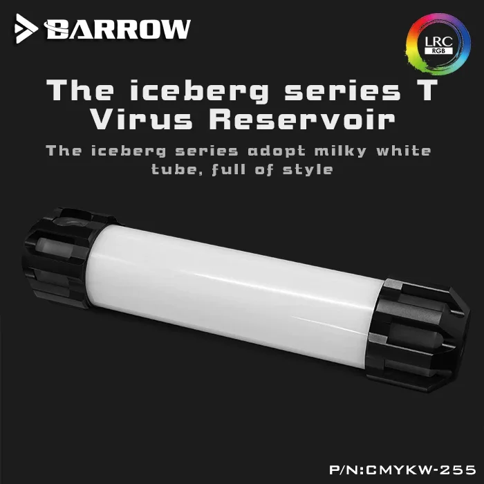 

BARROW 155 /205 /255 мм X 50 мм Т-образный Цилиндрический бак охлаждающей жидкости с Двойной спиралью и охлаждением водой, A-RGB светильник система, ПММА + алюминиевая крышка