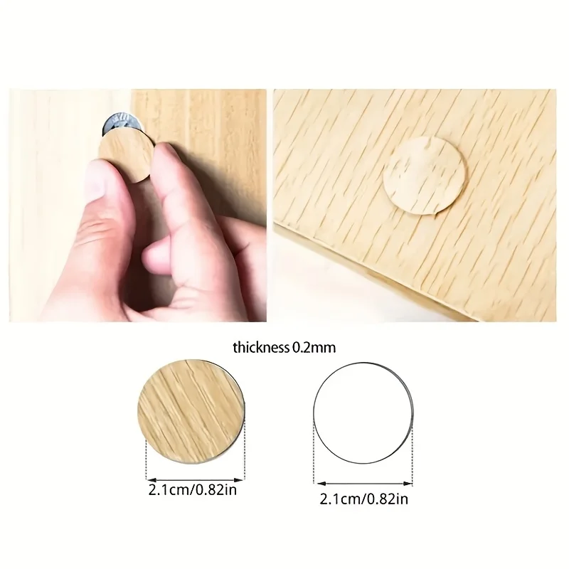 54개 가구 나사 구멍 커버 스티커 - 캐비닛 및 선반 수리용 자가 접착식 PVC 장식 나사 커버, 21mm 플라스틱 숨김 나사 헤드, 목재 질감 효과 커버, 간편하게 부착 가능