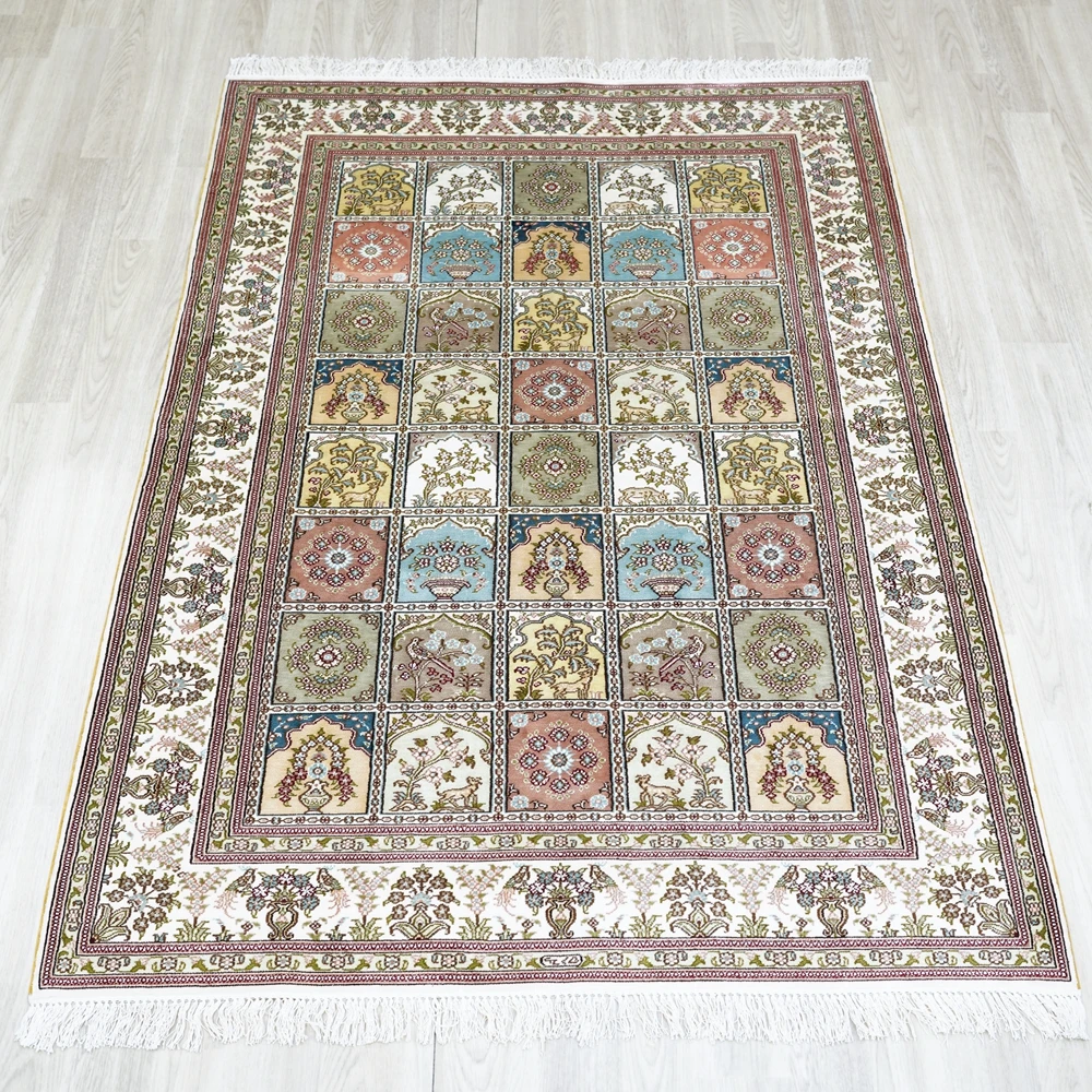 122x183cm Tabriz Silk Carpet Durable Vantage Antique Persian Rug For Sale (HF277B) - Image 2