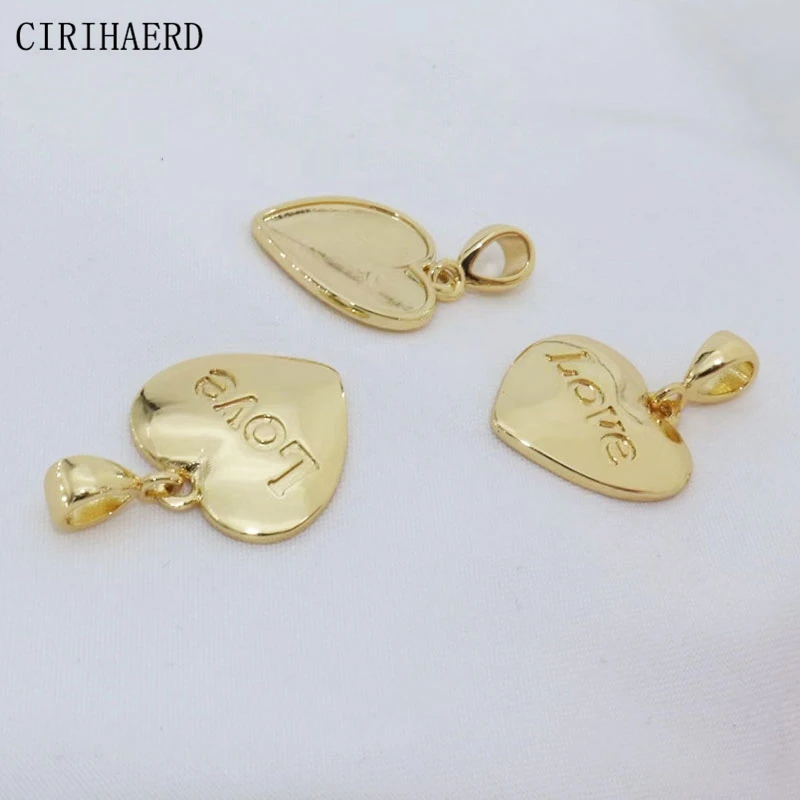 14K Gold Plated Cute Love Heart Pendants And Charms For DIY