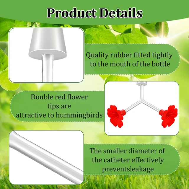 Double Head Hummingbird Feeding Ports Attractive Hummingbird Feeder Wine Bottle Plug for Outdoor Making Your Own Bird Feeder 5