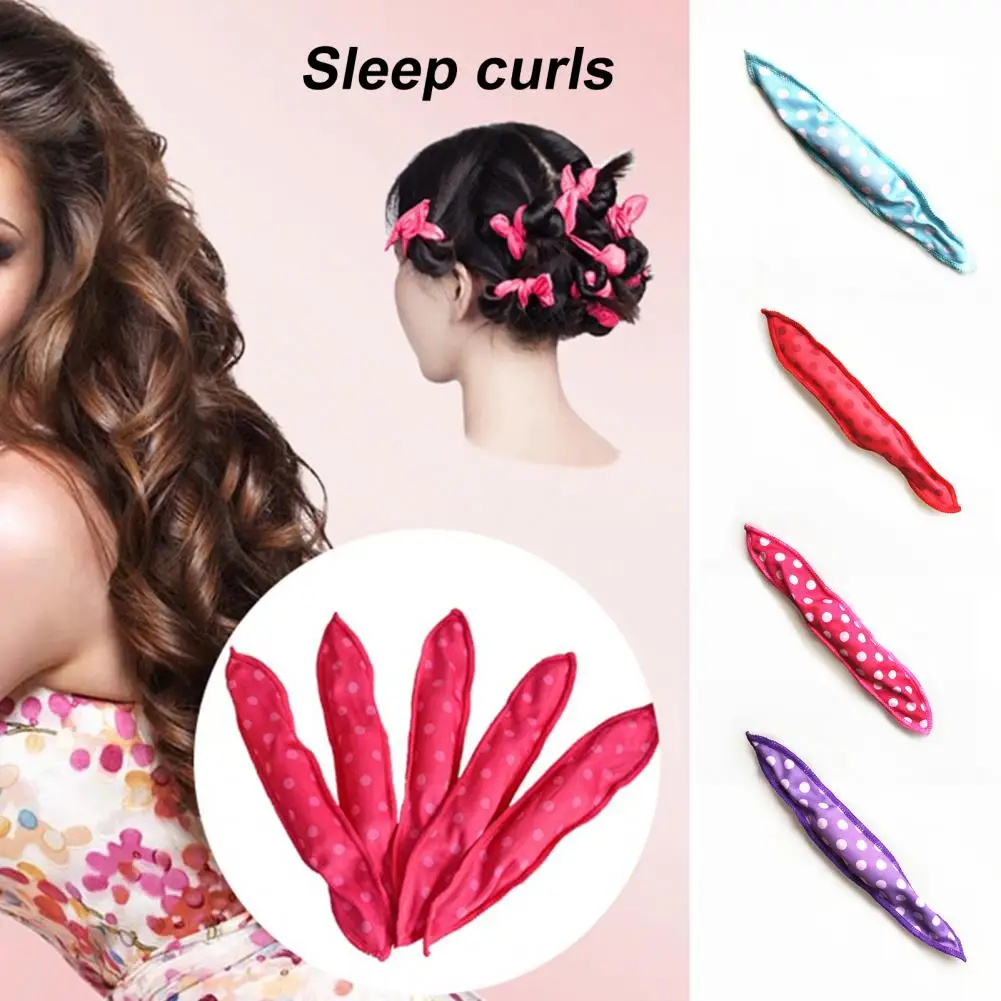 Sponge Curling Iron Polka Dot Pattern Soft Bouncy Bunny Ears Type Hair Roller Lovely Hair Curling Pear Head Fabric for Women