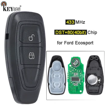 Keyforkess FSK 433MHz DST 80(40bit) Chip 2 pulsanti Smart Remote Key Fob per Ford Ecosport 2013 2014 2015 2016 con lama non tagliata