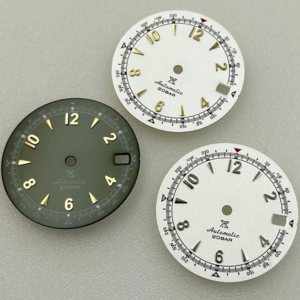 Watch Dial 28.5mm Green Luminous Retro Metal For NH35 Movement Watch Face Accessories