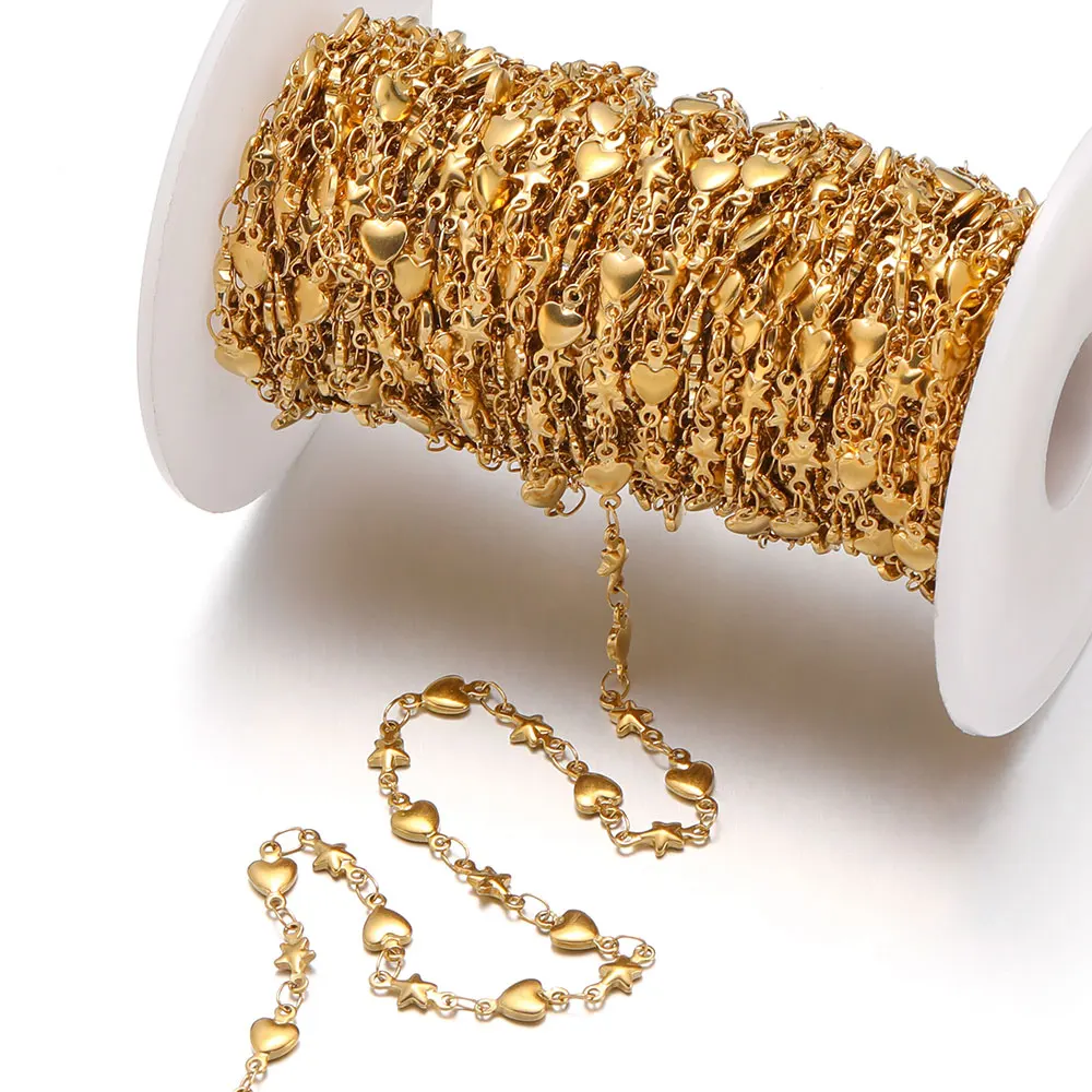 1Meter Stainless Steel Heart Star Chains for DIY Necklaces Bracelet