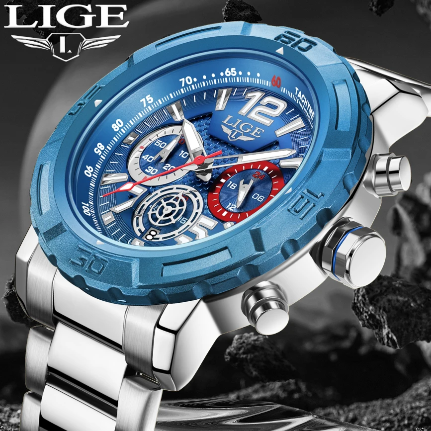 

LIGE New creativite Mens Watches Quartz Stainless Steel Luxury Wristwatch Auto Date Business Casual Wrist relogio masculino