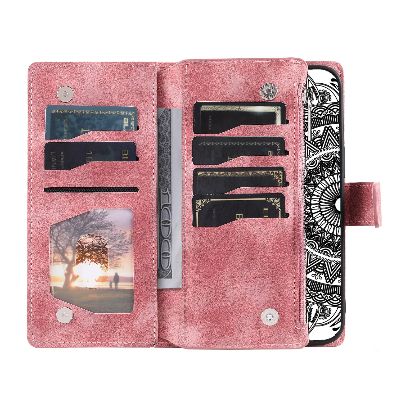 Stylish Wallet Case with Zipper and Shoulder Strap