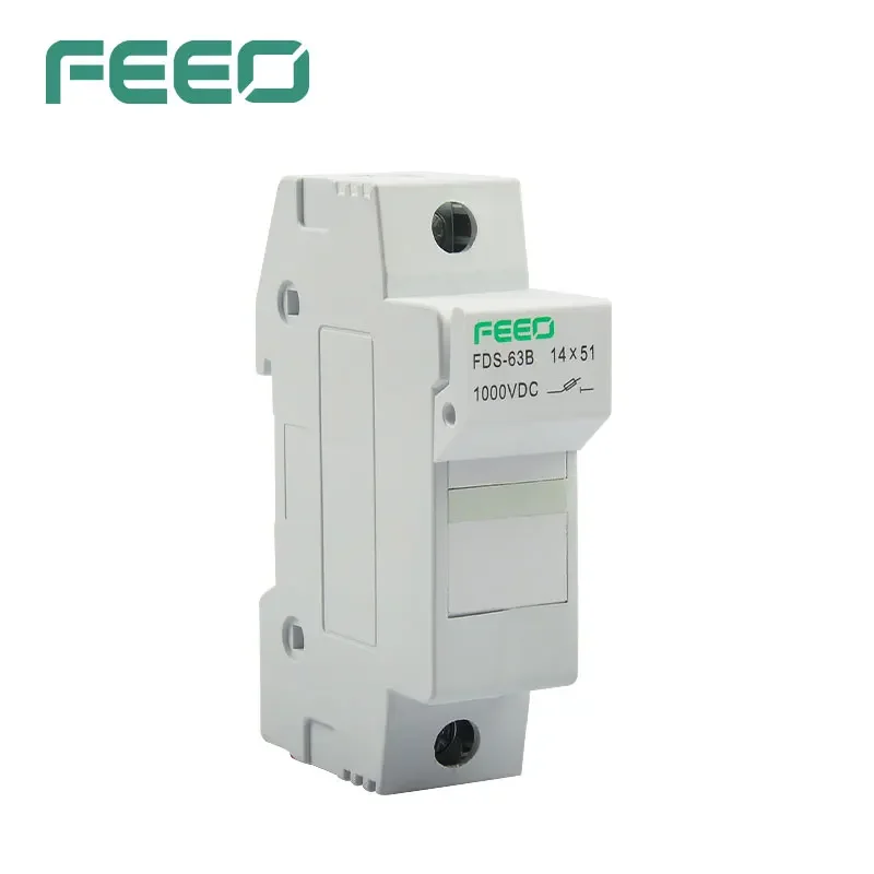 FEEO 1P 32A 40A 50A 63A 14*51mm Solar DC Fuse Holder with Fuse 1000V for Solar System Protection High Voltage Din Photovoltaic fuse box holder fuse holder