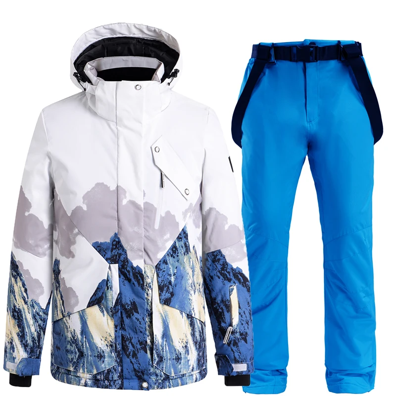 10K Colorful Snow Mountain Man or Woman Ice Suit Wear Waterproof Winter Costume Snowboarding Clothing Ski Sets Jackets + Pants