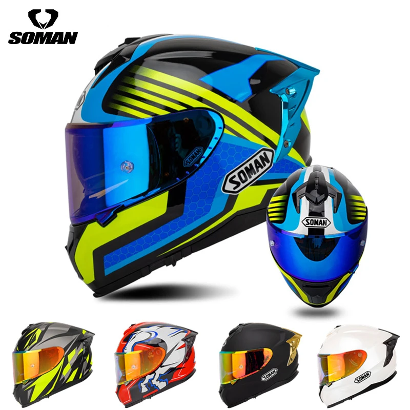 Casco de motocicleta de cara completa, visera doble, seguridad, carreras, invierno, S XXXL| - AliExpress