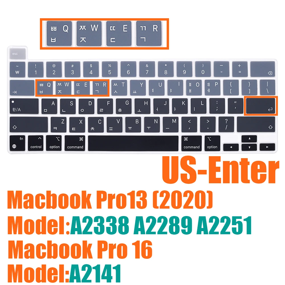 WYGCH Korean Language Silicone Keyboard Cover Skin for MacBook Pro 16 inch A2141 2019 New 2020 New Pro 13.3 inch A2338 M1/A2251/A2289 with Touch Bar & Touch ID US Version WYGCH Korean Language Silicone Keyboard Cover Skin for MacBook Pro 16 inch A2141 2019 New 2020 New Pro 13.3 inch A2338 M1/A2251/A2289 with Touch Bar & Touch ID US Version