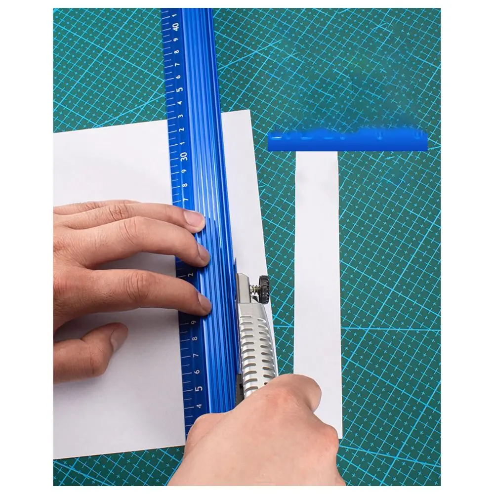 Aluminum Alloy Straight Scale Ruler Anti Slip Blue Calibration Ruler Multi-function Professional Aluminum Alloy Office