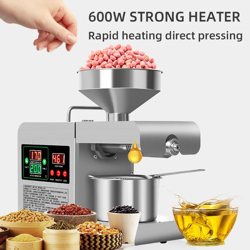 Time Display Electric Automatic Intelligent Oil Press Stainless Steel Frying Machine Oil Pressing Cold Hot Extractor Home Use 6