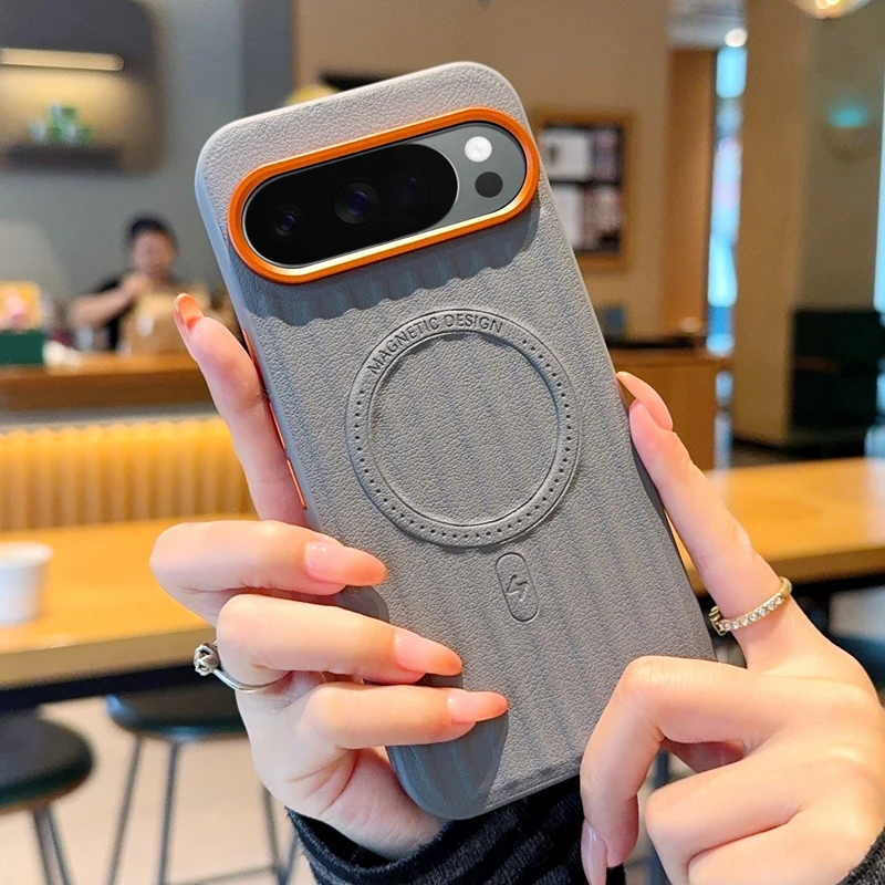 ELVEV Magnetic Luxury PU Leather Matte Corrugated Protective Phone Case