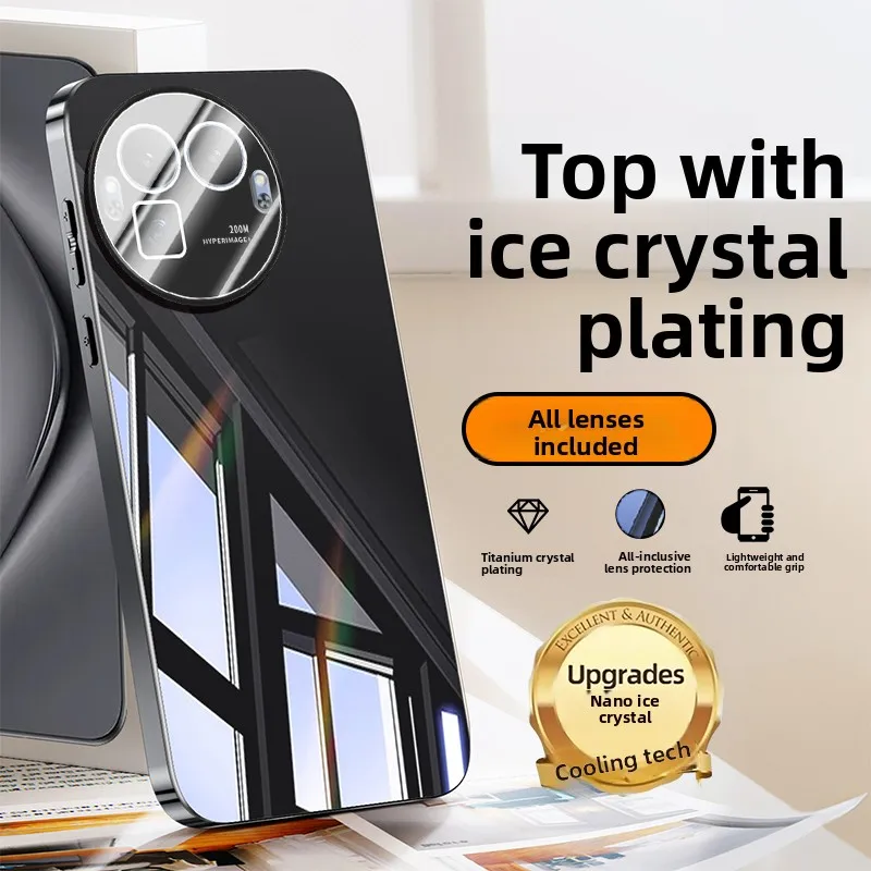 Premium Electroplating Ice Crystal Anti-Drop Shockproof Phone Case with Lens Protector