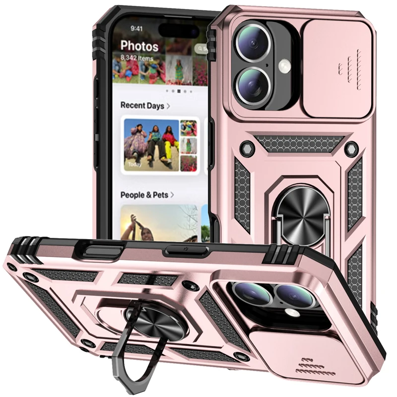 Shockproof Armor Slide Lens Protective Phone Case Back Cover