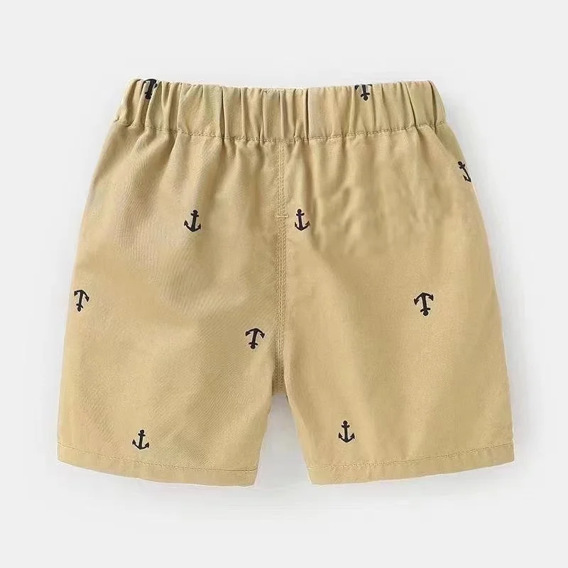 

1-8Y Summer Boys Casual Shorts for Toddler Kids Elastic Waist Short Pant Khaki Cotton Beach Soft Baby Clothing New 2024