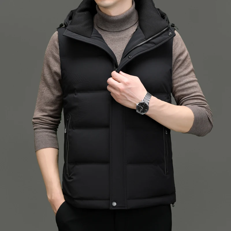 High End 90% White Duck Down Sleeveless Jacket Winter Business Man Warm Waistcoat Male Classic Solid Windproof Thermal Vest