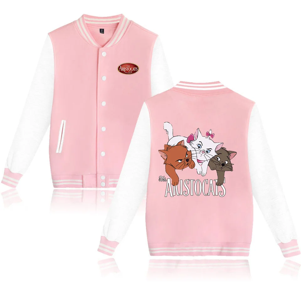 Aristocats Marie Cat 여성용 야구 재킷, 힙합 하라주쿠 재킷, 스트리트웨어, 어린이 소녀 루즈 대학 코트