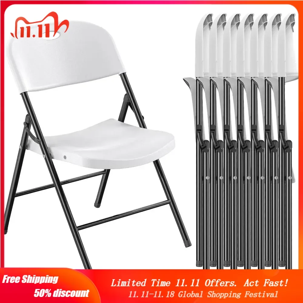 Folding Chair, Indoor and Outdoor Plastic Commercial Stackable Folding Chair, Office, Wedding, Picnic, Kitchen Dining, 4pcs