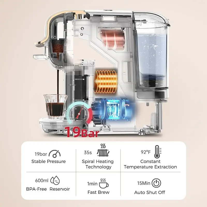 ماكينة صنع القهوة، 19 بار 4 في 1 ماكينة صنع الإسبر...