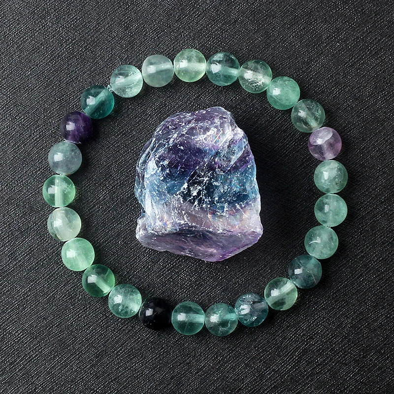 6mm 8mm Beads Fluorite Bracelet with Natural Stones Charm Jewelry for Women Yoga Meditation Healing Energy Bangle for Man Gift fluorite bracelet