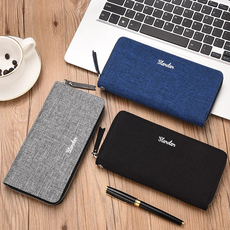 New Trendy Wallet Men's Long Zipper Canvas Handbag Men's Handbag