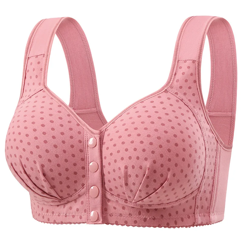 Women's One-piece Bra Fixed Cup Front Buckle Underwear Middle-aged Elderly Women Large-sized Bra Without Steel Rings Vest Bra 4