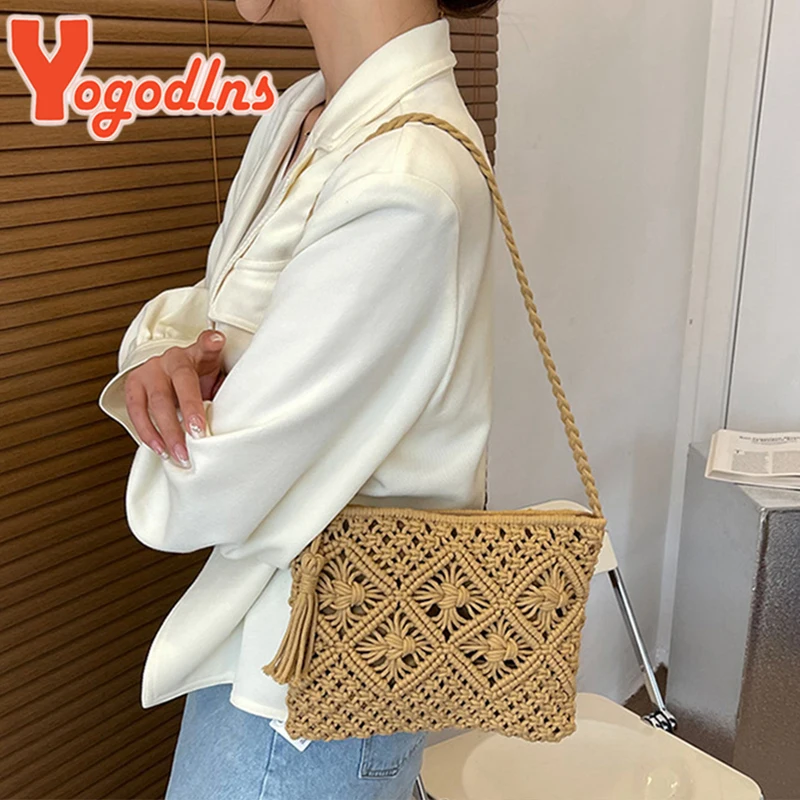 Womens Large Straw Tote Bag Handmade Woven Beach Shoulder Bag Top Handle Purse for Summer, A-brown
