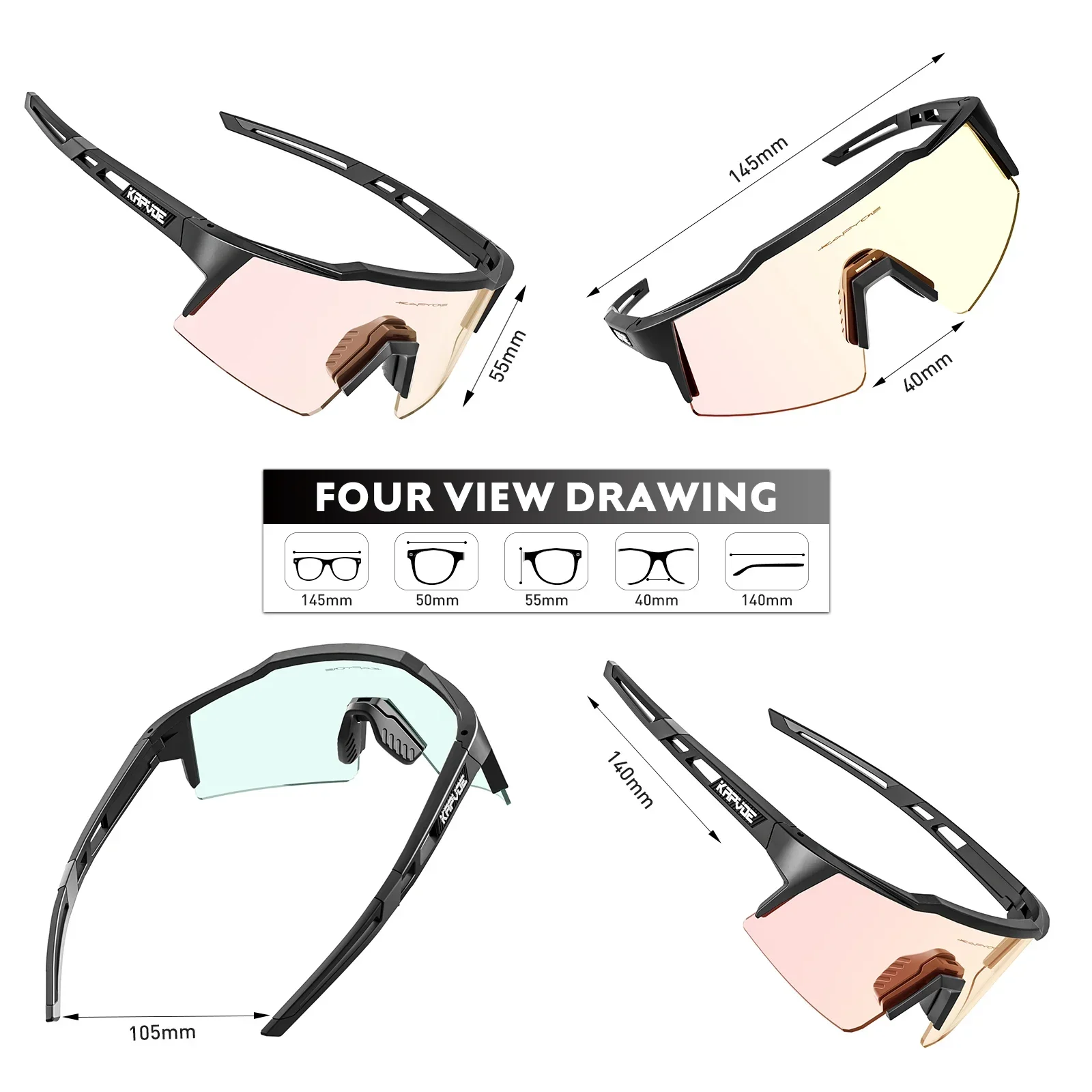 Kapvoe Gold Photochromic Cycling Sunglasses for Men Glasses Fashion Mountain Bicycle Speed Cool Goggles Eyewear Sports MTB Bike