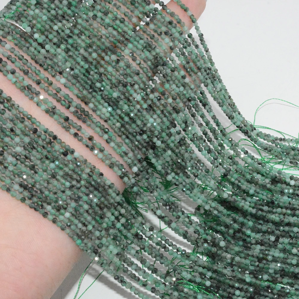 Natural Emerald Faceted Round Beads 2.2mm