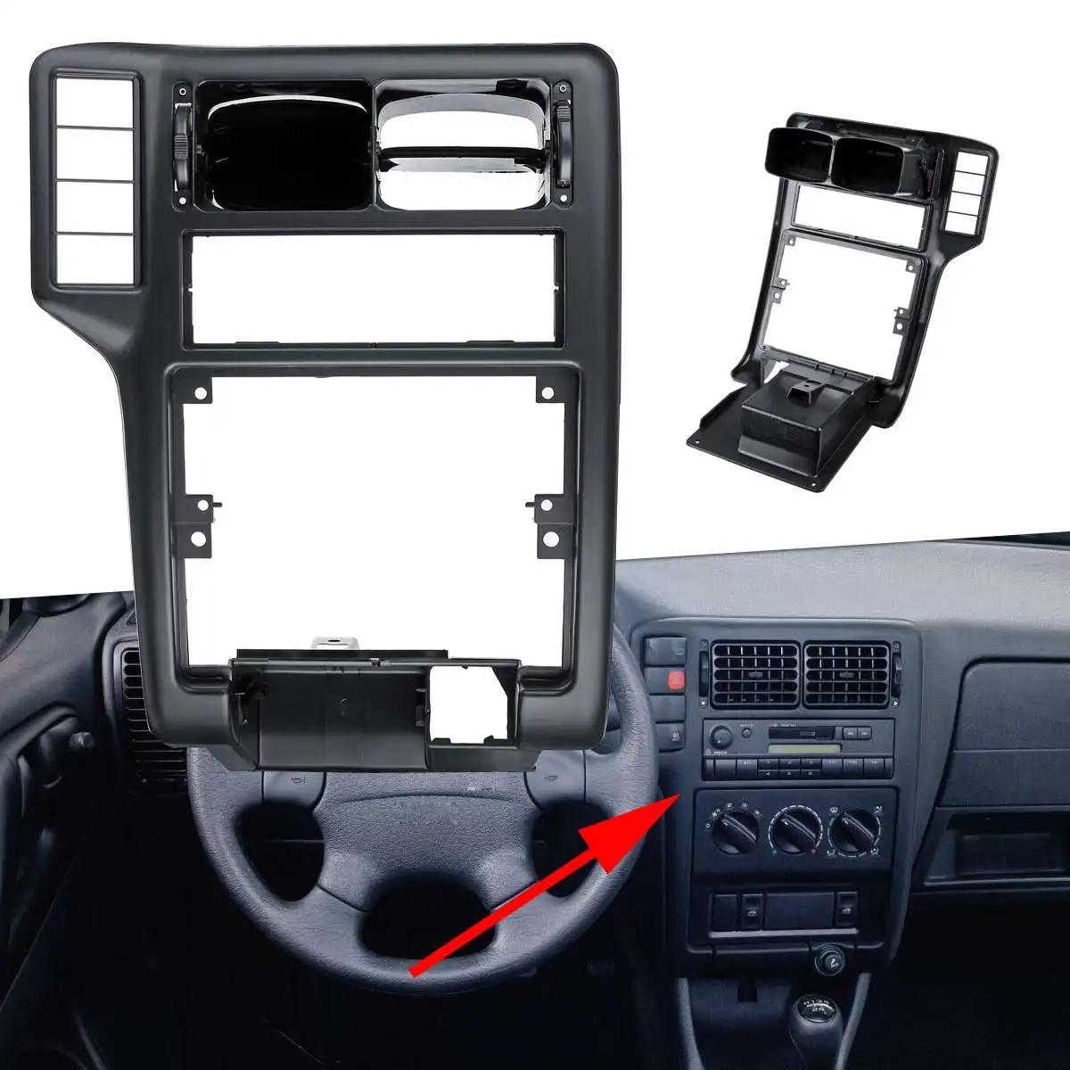 Car Front Center Console Air Outlet Frame Cover Trim Per Vw Per Polo 6N 1994-1997 Per Caddy 1998-2002 Abs Muslimah