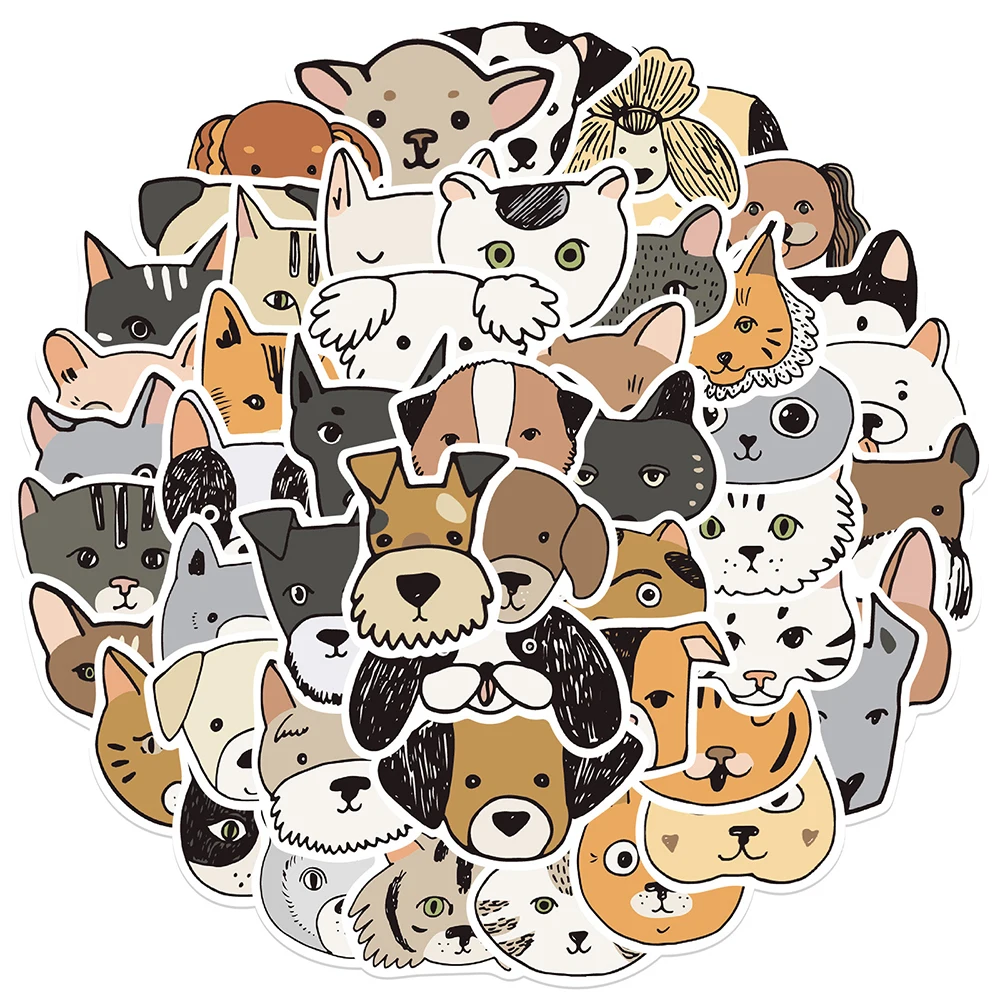 

10/30/50PCS Mix Cute Cat Dog Animal Cartoon Stickers DIY Bike Travel Luggage Guitar Laptop Waterproof Graffiti Decals Sticker