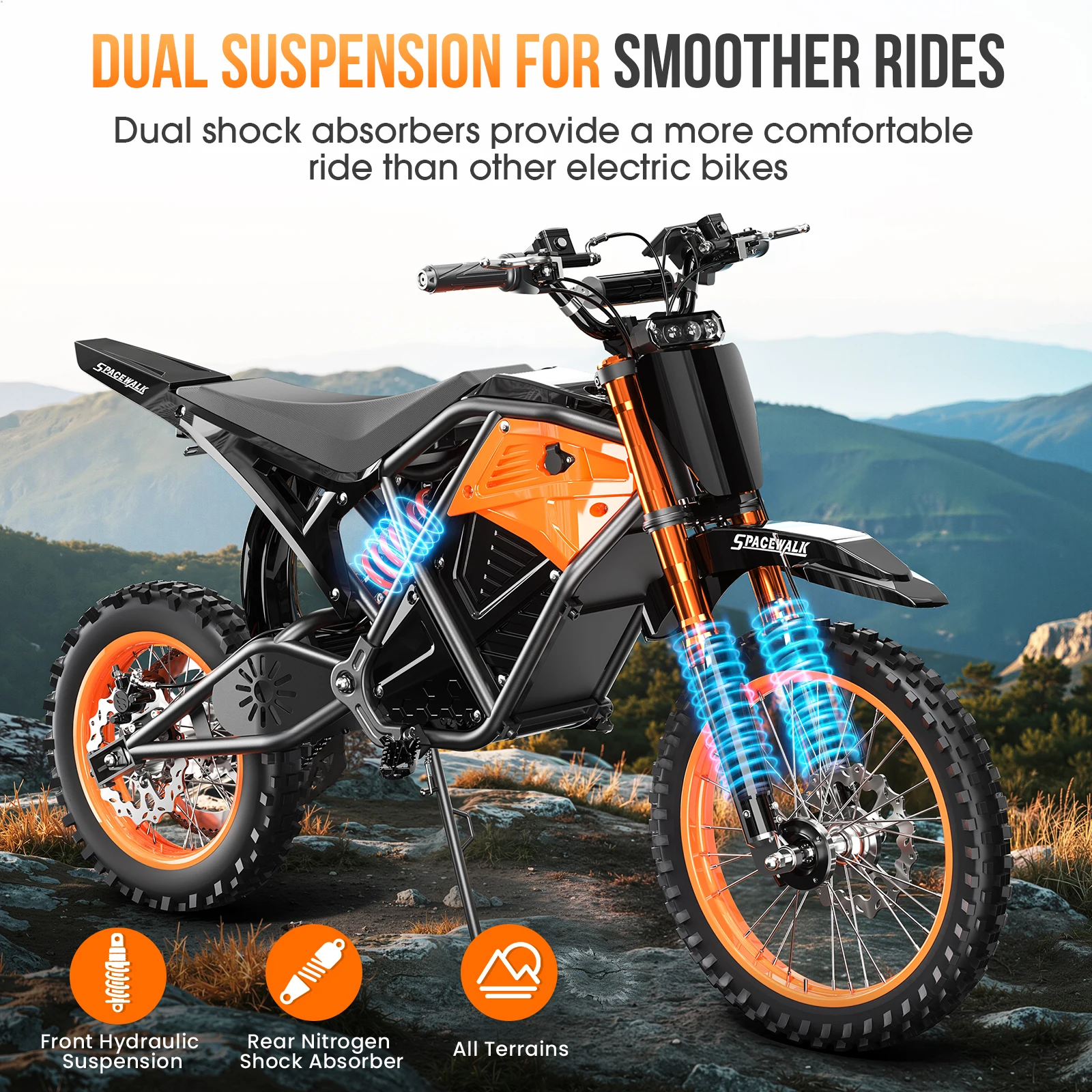 48V Electric Dirt Bike for Adults/Teens,3000W Peak Power Electric Motorcycle for Adults, 37.5MPH Top Speed & 60 Miles Long Range