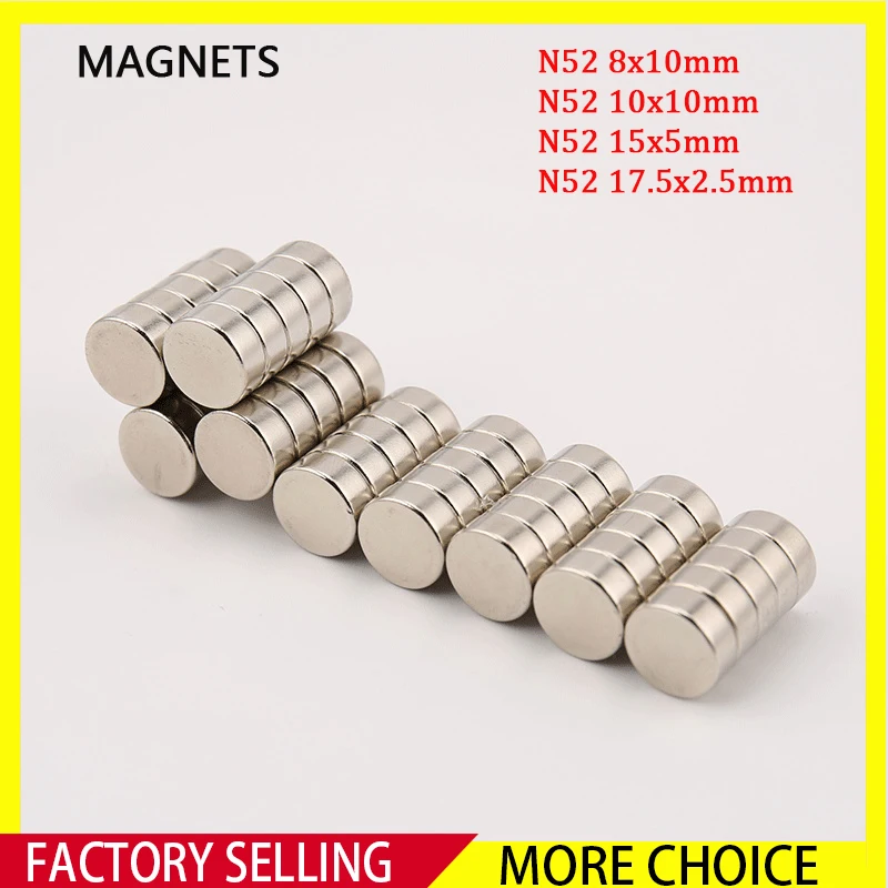 5~30PCS N52 8x10mm 10x10mm 15x5mm 17.5x2.5mm 17.5x6mm Block Strong Powerful  Magnets Permanent Magnet Disc - AliExpress