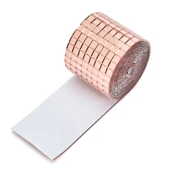 Real Glass Mirror Mosaic Tiles - Self-Adhesive Mini Squares for DIY Crafts and Decoration (Rose Gold)