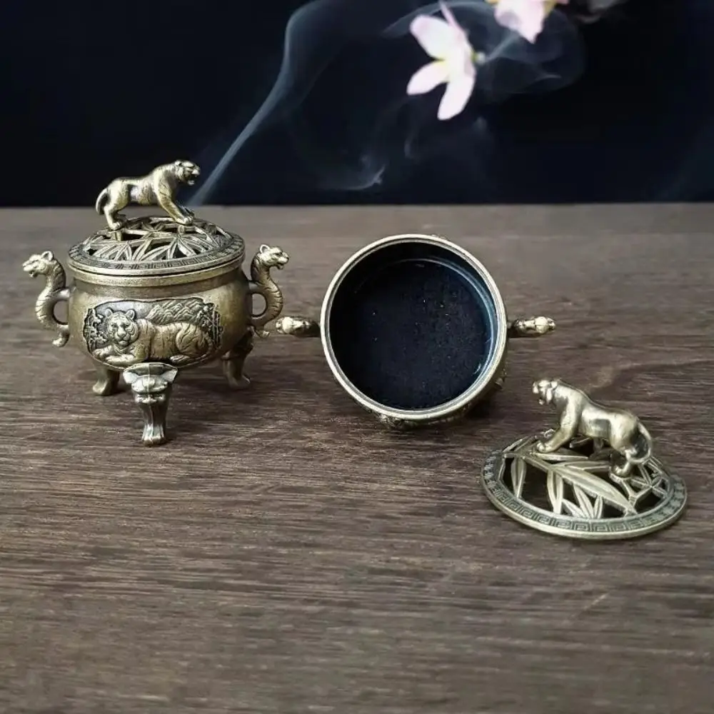 Alloy Incense Burner Animal Foot Plate Mini Sandalwood Incense Burner Hollow Out Three Legged Stove Tea Ceremony Home Decoration