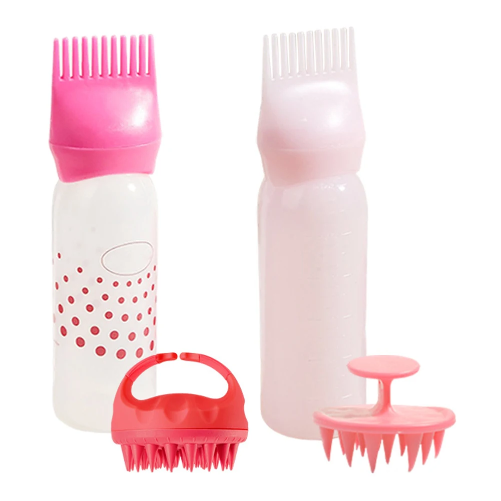 120ML Hair Dye Applicator Bottle with Hair Washing Comb Hair Dry Cleaning Bottle for Hair Dyeing Perm Beauty