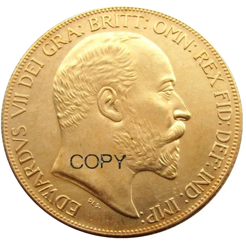 

Uk 1902, 5 фунтов-монеты Эдварда VII, позолоченная копия монеты