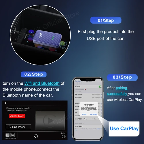 CarlinKit 4.0 3.0 Audi Porsche Benz VS Volvo Toyota IOS 16 플러그 앤 플레이 MP4 MP5 재생을 위한 Apple CarPlay 무선 동글 액티베이터 5