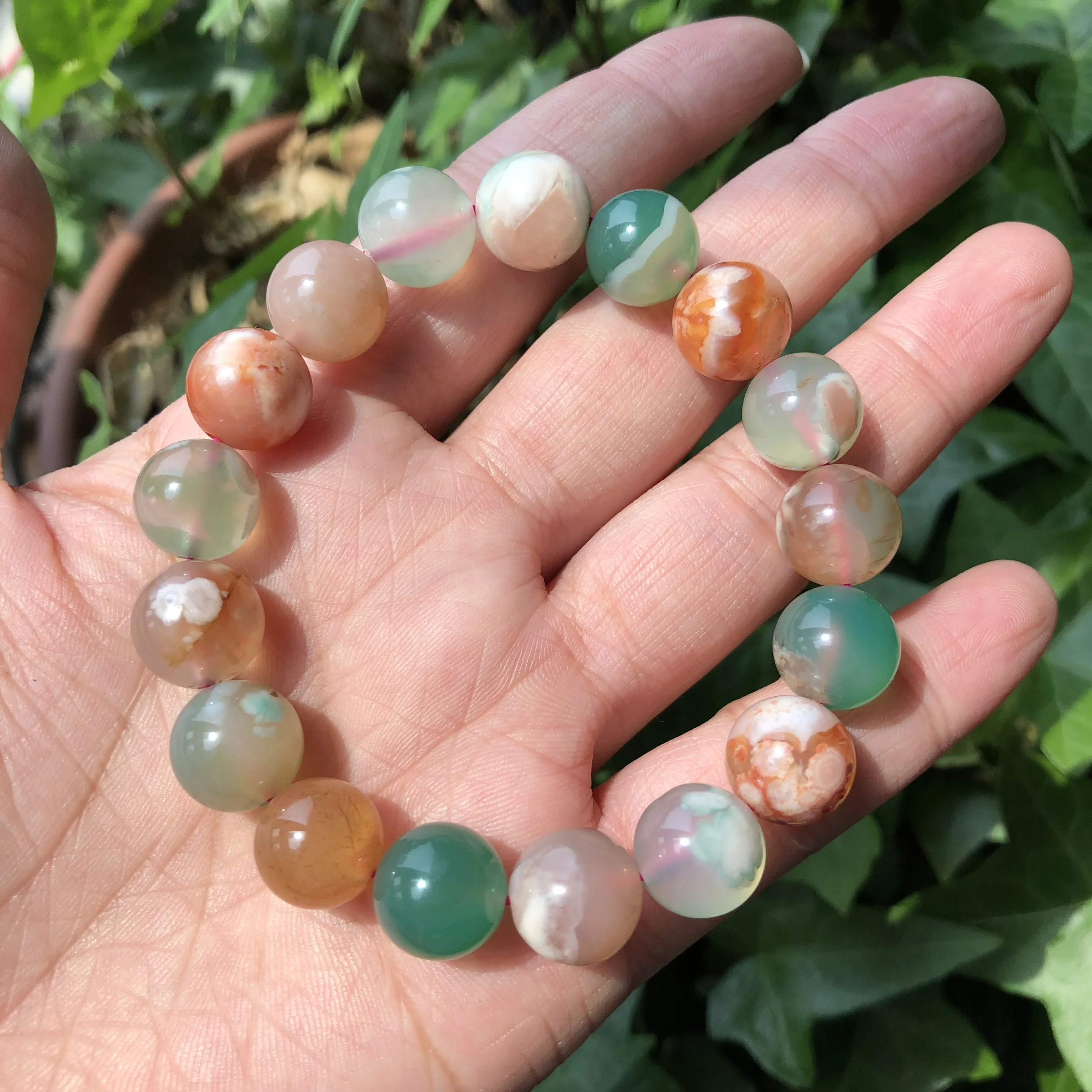 1 Pc Fengbaowu Natural Green Cherry Blossom Stone Bracelet Flower