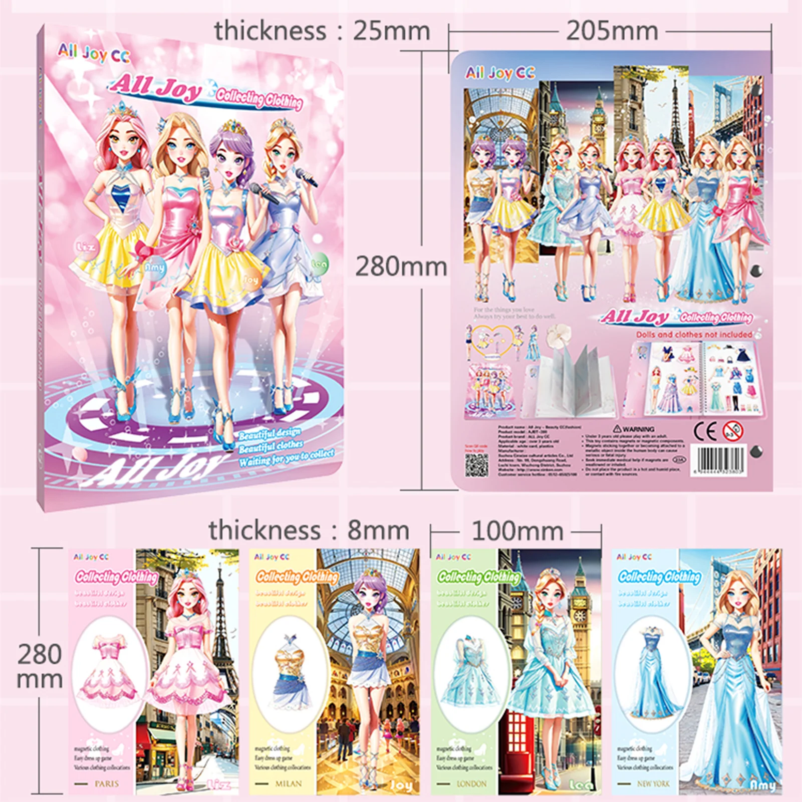 Magnetic Dress Up Stickers Toy Cartoon Clothes Changing Magnetic Stickers Paper Doll Toys for Kids Girls Birthday Christmas
