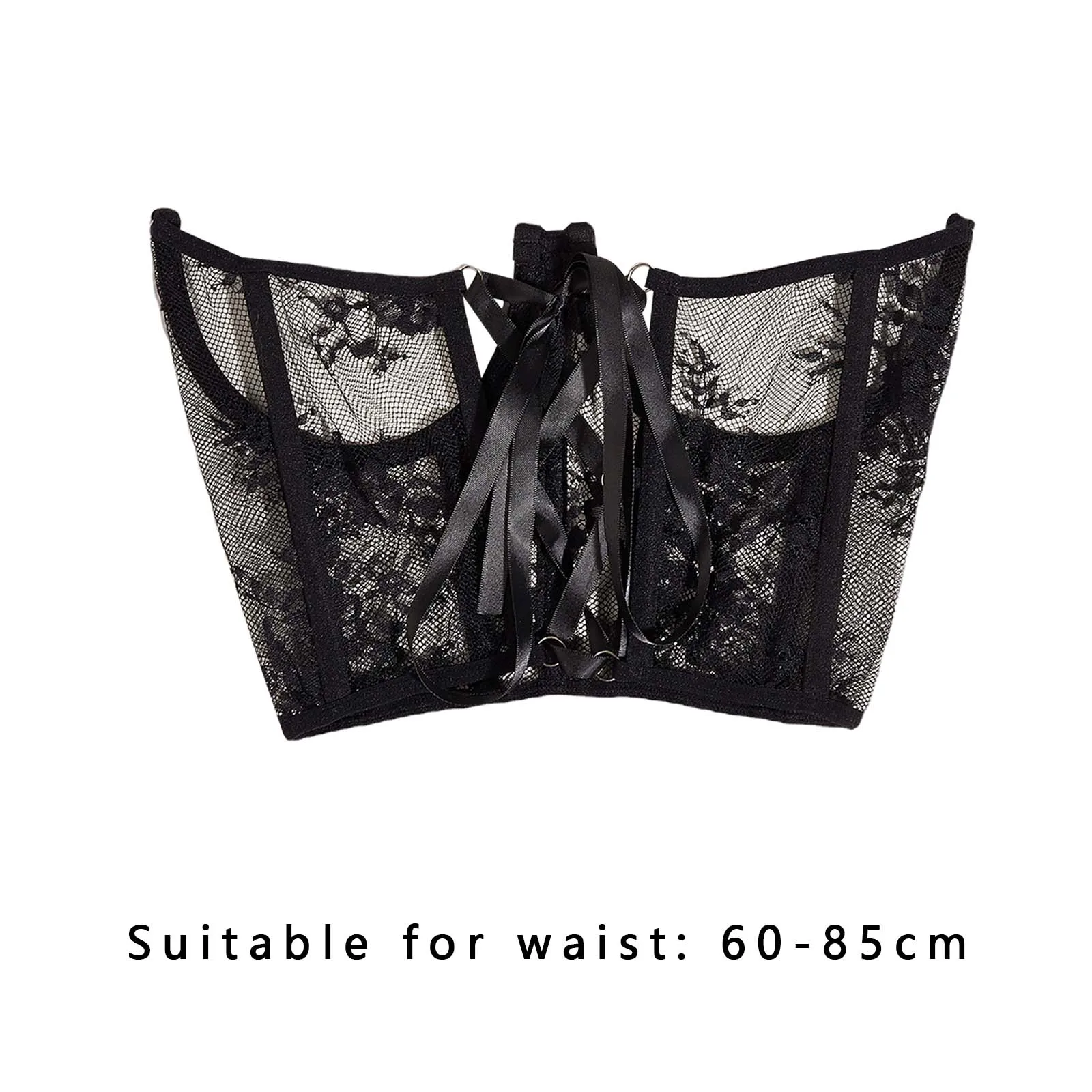 Lace Corset Belt Girdle for Women Decorative Adjustable Tie Back Corset Open Cup Bustier Boned Underboob Waist Cincher Wide Belt